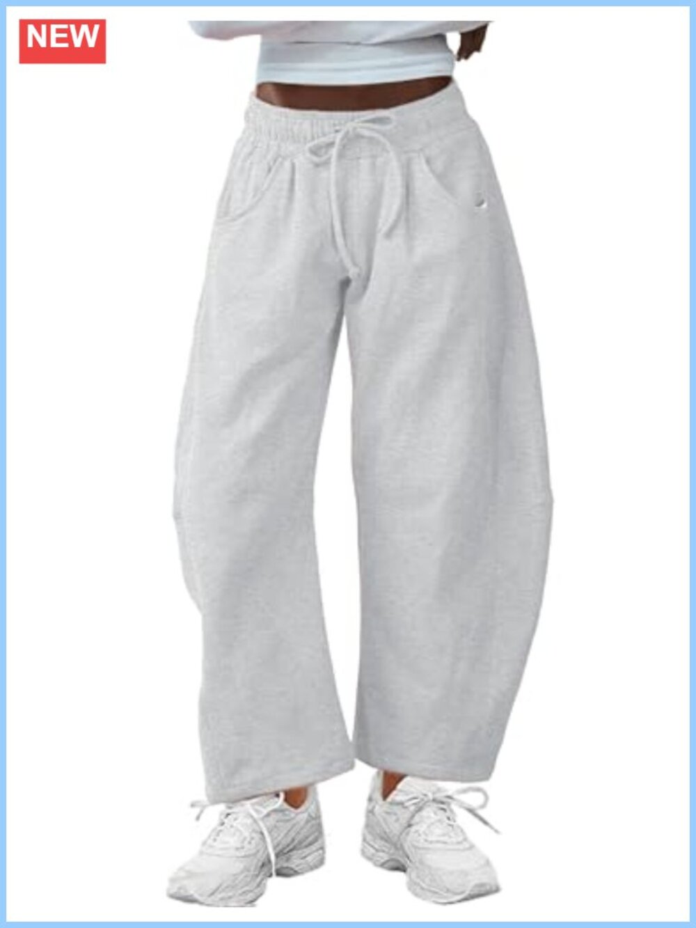 Women's Barrel Leg Sweatpants Drawstring Wide Leg Cotton Lounge Pants with